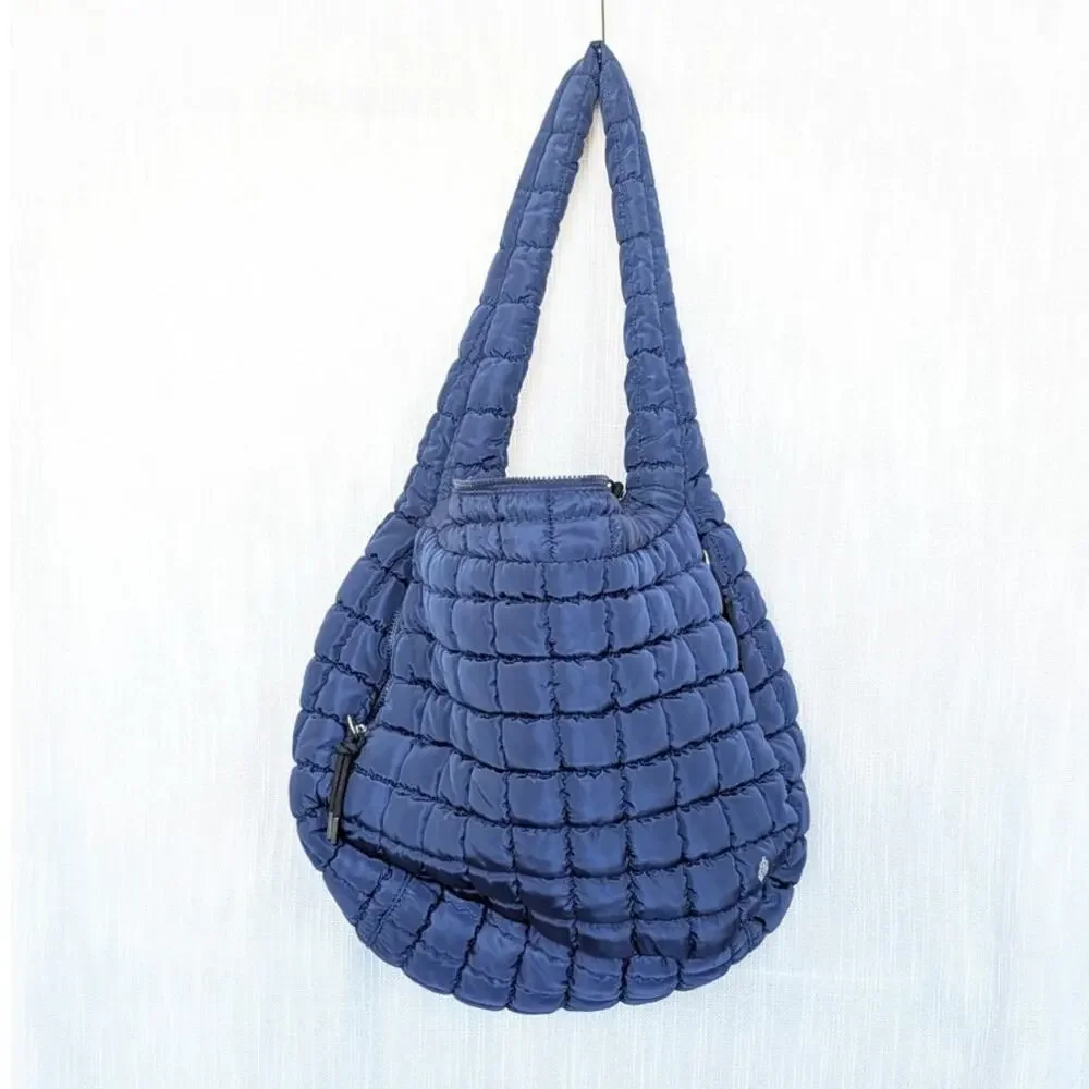 Free People Movement Quilted Carryall Bag Navy Blue Padded Oversized